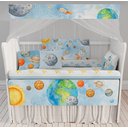Ver imagem 2 de Kit Berço Enxoval de Bebê Planetas Astronauta Espaço Azul Menino - Kt598