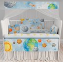 Ver imagem 2 de Kit Berço Enxoval de Bebê Planetas Astronauta Espaço Azul Menino - Kt598