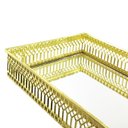 Ver imagem 4 de Bandeja com Espelho em Metal Dourado Decorativa 24x13cm