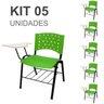KIT 05 Cadeiras Universitárias com Prancheta e Porta Livros - Cor Verde - REAPLAST - 32032 - 1