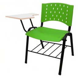 KIT 05 Cadeiras Universitárias com Prancheta e Porta Livros - Cor Verde - REAPLAST - 32032 - 3