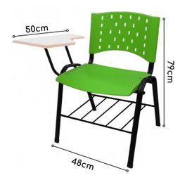 KIT 05 Cadeiras Universitárias com Prancheta e Porta Livros - Cor Verde - REAPLAST - 32032 - 2