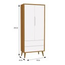 Ver imagem 3 de Jogo de Quarto Infantil Theo Guarda Roupa 2 Portas e Cômoda 6 Gavetas Branco/Savana com Pés