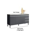 Ver imagem 3 de Balcão para Pia Andreia sem Tampo 150cm 3 Portas 3 Gav- Cinza