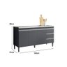 Gabinete Balcão para Pia Andreia sem Tampo 150cm 3 Portas 3 Gavetas Cinza Fosco - 2