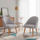 Ver imagem 1 de Kit 02 Poltrona Cadeira para Sala Orgânica Curva Redonda Confortável Reforçada Recepção Suede