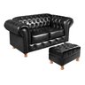 Conjunto Sofá Luis Xv 2 Lugares + Puff Capitonê Chesterfield - Couríssimo Preto - 2