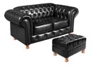 Ver imagem 2 de Conjunto Sofá Luis Xv 2 Lugares + Puff Capitonê Chesterfield - Couríssimo Preto