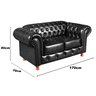 Conjunto Sofá Luis Xv 2 Lugares + Puff Capitonê Chesterfield - Couríssimo Preto - 7