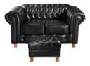 Ver imagem 1 de Conjunto Sofá Luis Xv 2 Lugares + Puff Capitonê Chesterfield - Couríssimo Preto