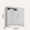 Ver imagem 2 de Cômoda com Sapateira Infantil Tv Quarto 4 Gavetas 1 Porta Branco