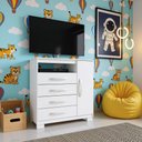 Ver imagem 1 de Cômoda com Sapateira Infantil Tv Quarto 4 Gavetas 1 Porta Branco