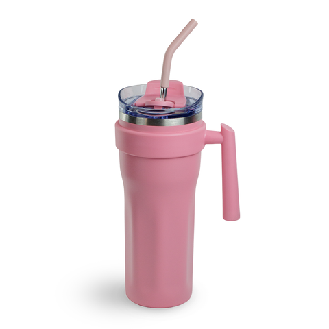 Copo Térmico com Canudo Aço Inoxidável 3 Camadas 1,2l Pink