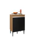 Ver imagem 2 de Balcão para Cooktop 79cm 2 Portas sem Tampo Andréia MDP Amêndoa/Preto Gabinete Cozinha