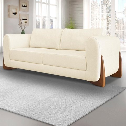 Sofa Jolie 2 Lugares 160cm Pes Boomerang Linho 211 Perola Ezz Perola