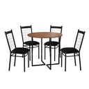 Ver imagem 2 de Mesa Redonda 80x80cm com 4 Cadeiras Estofado Preto Estela Mdf e Aço para Sala de Jantar