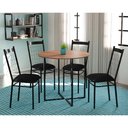 Ver imagem 1 de Mesa Redonda 80x80cm com 4 Cadeiras Estofado Preto Estela Mdf e Aço para Sala de Jantar