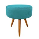 Ver imagem 1 de Puff Decorativo Banqueta Dóris Redondo Suede Azul Turquesa