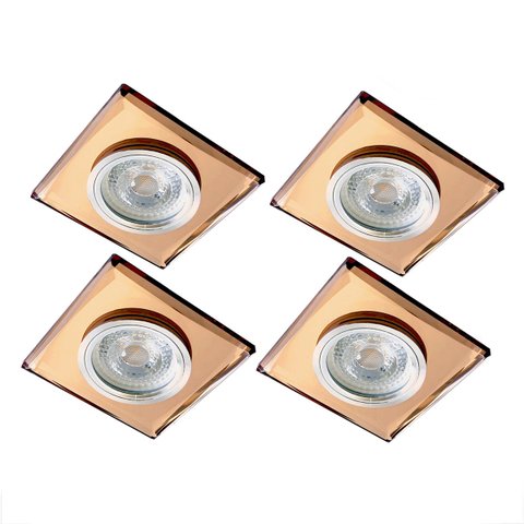4 Spot Embutir Cristal Espelhado Rose Quadrado Mr16 Lup64