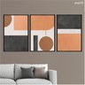 Kit 3 Quadros Decorativos 60x80cm Vidro Formas Geometricas Laranja Marrom e Preto Abg035 - 2