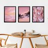 Kit 3 Quadros Decorativos Rosados Praia 33x24cm - com Vidro:moldura Preta - 1