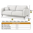 Ver imagem 3 de Sofá Fixo 3 Lugares Luxo 180cm Camila Marrom Caramelo