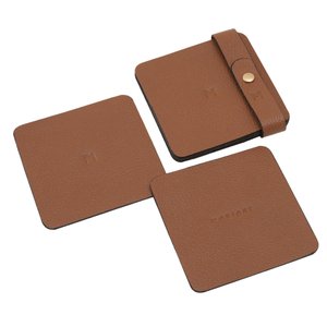 Porta-copos Descanso de Mesa com 6 Peças em Couro Mariart