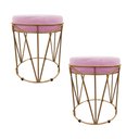 Ver imagem 1 de Kit 2 Puffs Babu Suede Rosa Bebê Base Dourado