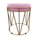 Ver imagem 3 de Kit 2 Puffs Babu Suede Rosa Bebê Base Dourado