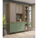 Ver imagem 1 de Armário de Cozinha Modulada Completa Reta 8 Peças 2,10m Botanic Kappesberg - Nogueira/verde Oliva