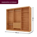 Ver imagem 3 de Guarda-Roupa Casal 100% MDF 3 Portas de Correr 4 Gavetas e 6 Prateleiras Chile Marrom/Marromle