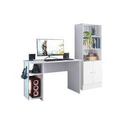 Jogo de Quarto Gamer com Mesa para Computador e Estante Branco - Fdecor - 1