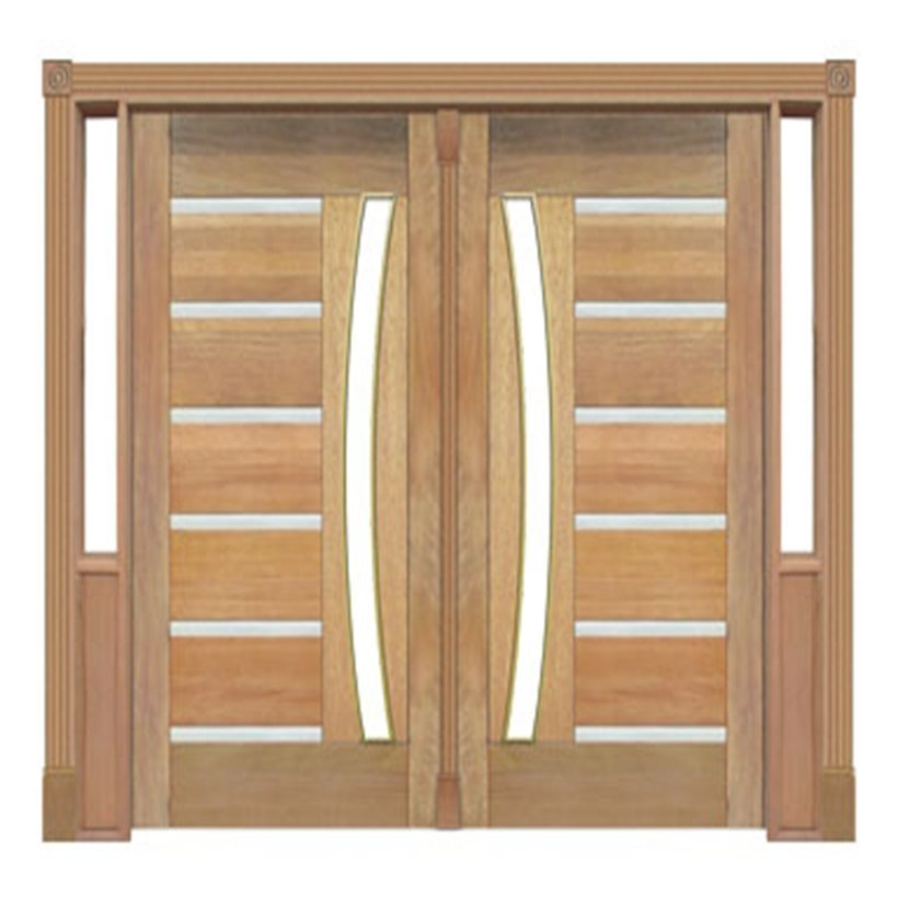 Portal Duplo Pivotante Madeira Cedro Arana BBB Frisos Metálicos Vidro Arco 201 Casmavi 215AX205L - 1