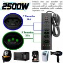 Ver imagem 5 de Filtro de Linha 6 Tomadas 10A 20A Dps Extensão Elétrica Bivolt Regua com 4 USB, Tipo C 2500W