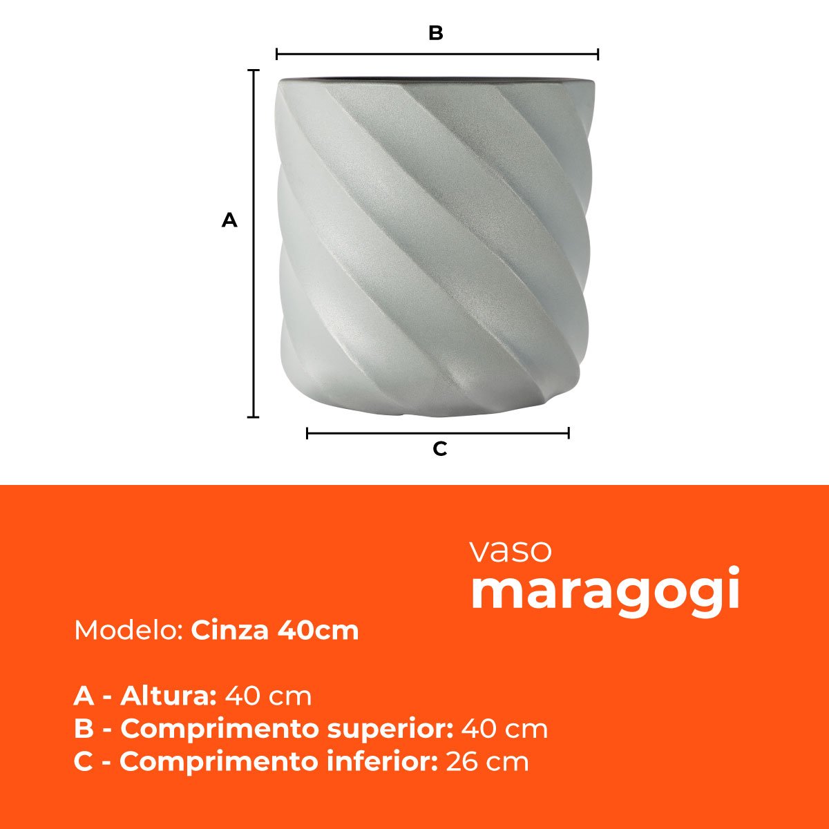 Vaso Maragogi Cinza 40 Terrano - 3