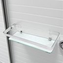 Ver imagem 1 de Porta Shampoo Th Shop para Banheiro Aluminio Polido Macico com Base em Vidro Lapidado 35cm Marini