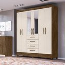 Ver imagem 2 de Guarda Roupa 6 Portas com Espelho New Avaí Castanho Wood Baunilha 896391 Moval