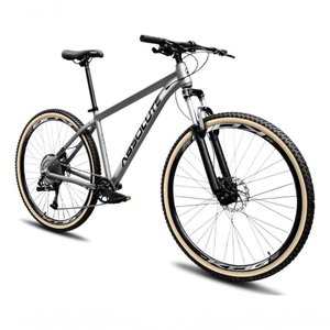 Bicicleta Aro 29 Absolute Nero 5 12v Garfo Trava no Guidão Freios Hidráulicos com Pneu Faixa Cinza