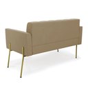 Ver imagem 4 de Sofá Namoradeira 2 Lugares Pé de Ferro Dourado Elisa Suede Marrom Rato D03 - D'Rossi