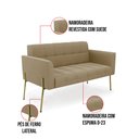 Ver imagem 5 de Sofá Namoradeira 2 Lugares Pé de Ferro Dourado Elisa Suede Marrom Rato D03 - D'Rossi