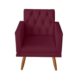 Kit Sofá 2 Lugares e 2 Poltrona Para Sala Bianca Capitonê Rodapé e 2 Puff Redondo Suede Bordo - - 2