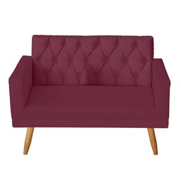 Kit Sofá 2 Lugares e 2 Poltrona Para Sala Bianca Capitonê Rodapé e 2 Puff Redondo Suede Bordo - - 4