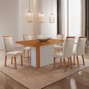 Ver imagem 1 de Mesa de Jantar Isadora 180 cm Tampo MDF Laminado Canto Copo com 6 Cadeiras Aline