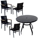 Ver imagem 1 de Jogo de Mesa Ripada 1,00m 4 Poltronas Amélia Corda Náutica para Jantar Jardim Piscina Preto