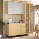 Ver imagem 1 de Cozinha Compacta 100 MDF 3 Peças com Cristaleira 190cm Aura Luciane Móveis