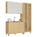 Ver imagem 4 de Cozinha Compacta 100 MDF 3 Peças com Cristaleira 190cm Aura Luciane Móveis