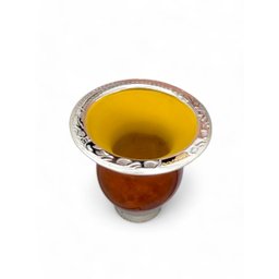 Cuia Bago de Touro com Bocal de Prata 600 e Chapa de Ouro:vermelho - 2