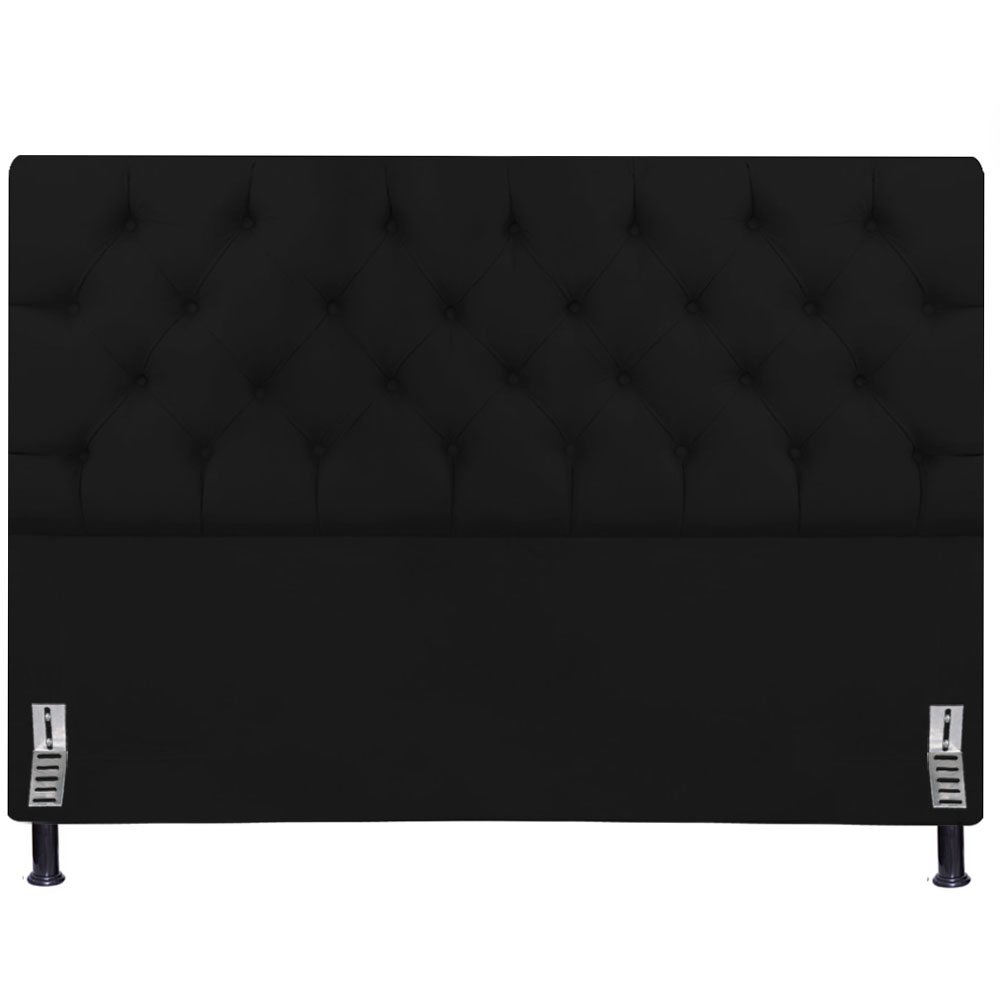 Cabeceira de Casal Para Cama Box Padrão Estofada Capitone 140Cm Cristal Nanda Decor:Suede Preto