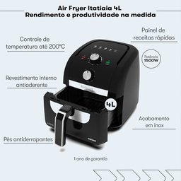 Fritadeira Elétrica sem Óleo Air Fryer Itatiaia 4l 1500w 220v - 7