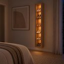 Ver imagem 5 de Cristaleira Armário Suspenso LED 1 Porta Vidro Reflecta 5 Prateleiras Sala de Jantar Quarto Carvalho